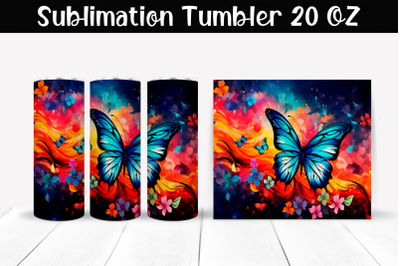 Butterfly Sublimation Tumbler Wrap 20 oz