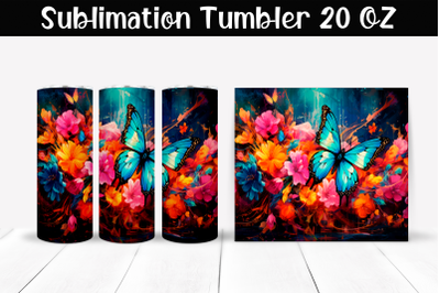 Butterfly Sublimation Tumbler Wrap 20 oz