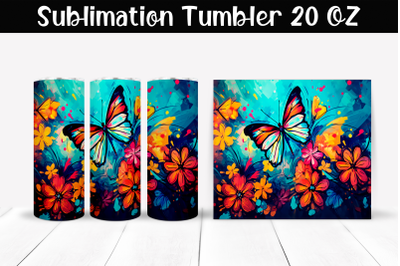 Butterfly Sublimation Tumbler Wrap 20 oz