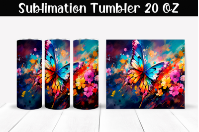 Butterfly Sublimation Tumbler Wrap 20 oz