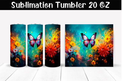 Butterfly Sublimation Tumbler Wrap 20 oz