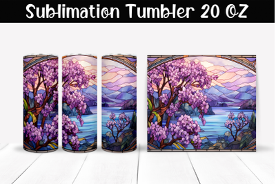 Lilac stained glass Sublimation Tumbler Wrap 20 oz