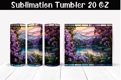 Lilac stained glass Sublimation Tumbler Wrap 20 oz