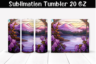 Lilac stained glass Sublimation Tumbler Wrap 20 oz