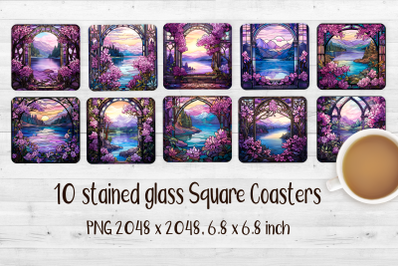 10 Lilac stained glass Square Sublimation