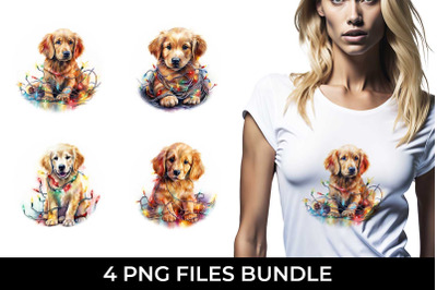 Christmas Golden Retriever Dog PNG T-shirt Sublimation Bundle