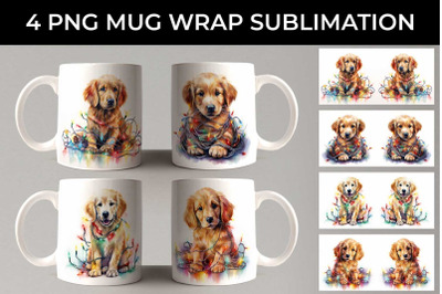Christmas Golden Retriever Dog PNG Mug Wrap Sublimation Bundle