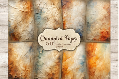 Crumpled Paper Junk Journal Pages | Vintage Collage Sheet