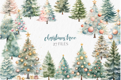 Watercolor christmas tree clipart