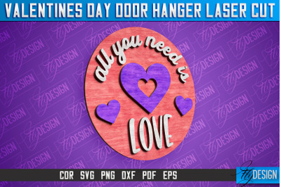 Valentines Day Door Hanger Laser Cut SVG | Laser Cut File | CNC files