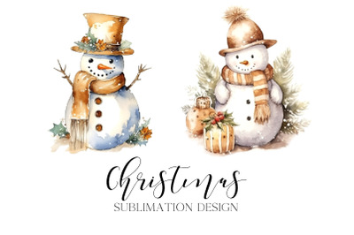 Golg Snowman Christmas Sublimation PNG Graphic