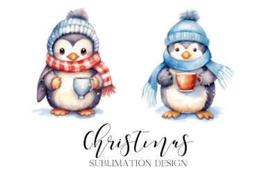 Christmas Penguin Sublimation Design PNG