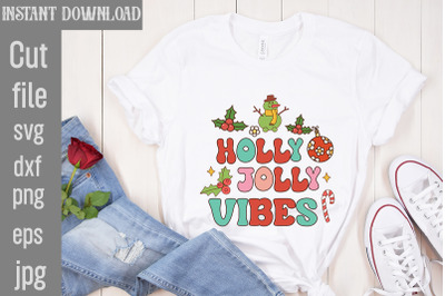 Holly Jolly Vibes&2C;Christmas Sublimation Bundle &2C;Retro Christmas Sublim