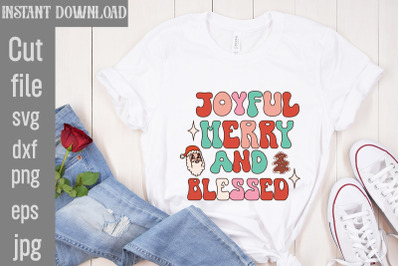 Joyful Merry And Blessed&2C;Christmas Sublimation Bundle &2C;Retro Christmas