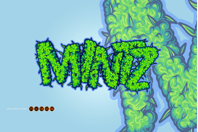 Weed lettering artistic mintz cannabis strain