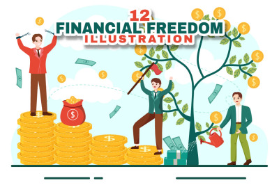 12 Financial Freedom Vector Illustration