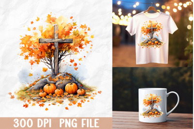 Autumn Tree with Falling Leaves
