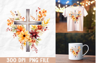 Rustic Cross with Autumn Florals