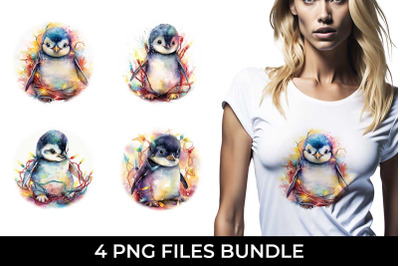 Christmas Penguin Animal PNG T-shirt Sublimation Bundle