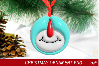 Snowman Christmas Ornament PNG. 3D Inflated Design PNG