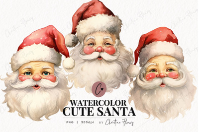 Watercolor Cute Santa Clipart