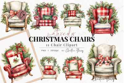 Watercolor Christmas Chair Clipart