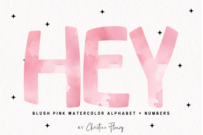 Pink Watercolor Alphabet &amp; Numbers PNG