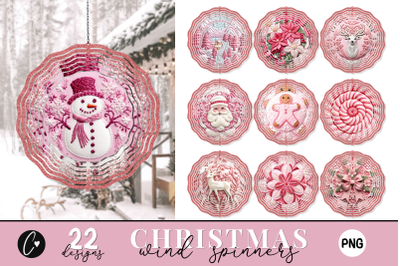 Pink Glitter Christmas Wind Spinner Set