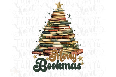 Merry Bookmas Retro Style Christmas Book Art