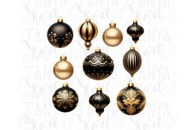 Black Christmas Ball Ornaments&2C; Aesthetic Art Prints