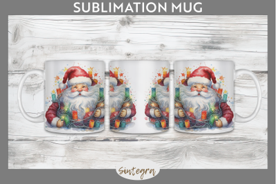 Christmas Santa Claus Entangled in lights Mug Wrap Sublimation