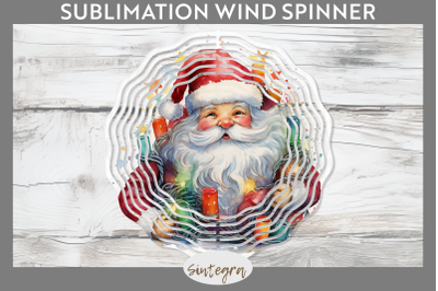 Christmas Santa Claus Entangled in lights Wind Spinner Sublimation