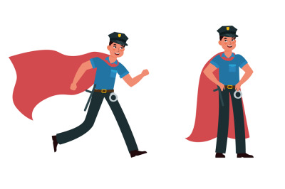 Super cop on duty, police superhero with superhuman powers. American p