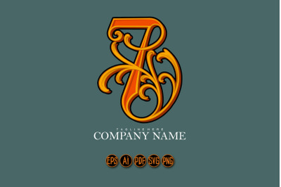 Vintage elegance number 7 monogram logo