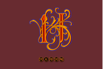 Timeless vintage flourish lettering H monogram logo