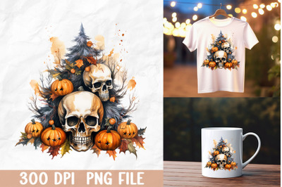 Festive Pumpkin and Leaves Design