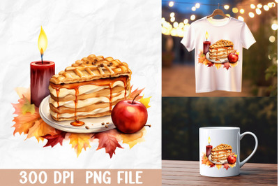 Autumn Delight Pie and Candle Scene