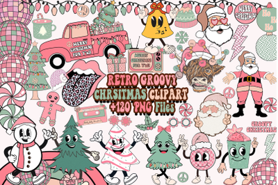 Retro Christmas Clipart PNG Bundle