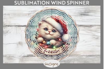 Christmas Vintage Freezin&#039; Cat entangled Wind Spinner Sublimation