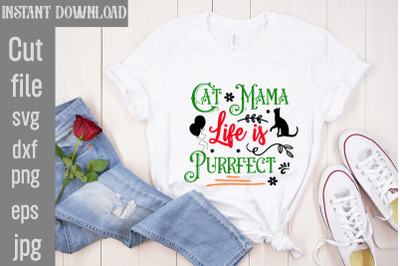 Cat Mama Life is Purrfect SVG cut file&2C;Cat Christmas Ornament Svg Bund