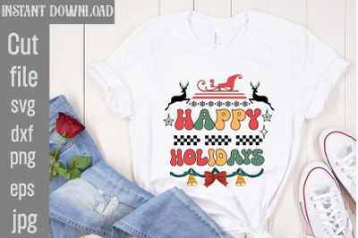 Happy Holidays SVG cut file&2C;funny Christmas png&2C; retro Santa png&2C; mama