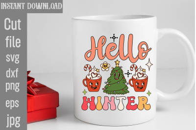 Hello Winter SVG cut file&2C;funny Christmas png&2C; retro Santa png&2C; mamapn