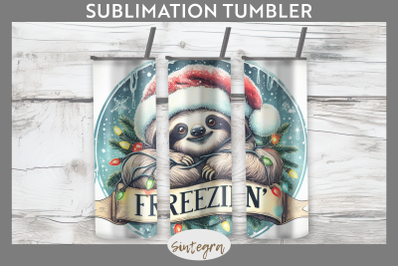 Christmas Vintage Freezin&#039; Sloth Entangled Tumbler Sublimation 20 oz S