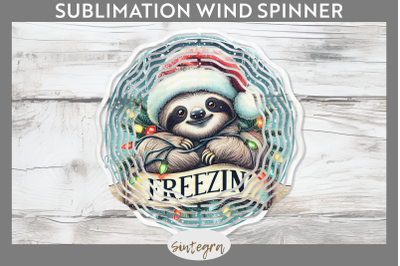 Christmas Vintage Freezin&amp;&23;039; Sloth Entangled Wind Spinner Sublimation