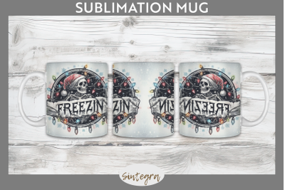 Christmas Freezin&#039; Skeleton Entangled Mug Wrap Sublimation