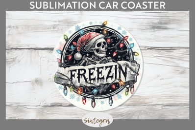 Christmas Freezin&#039; Skeleton Entangled Car Coaster Sublimation