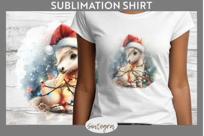 Christmas Horse Animal Entangled in Lights T-shirt Sublimation