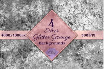 Silver Glitter Grunge Backgrounds - 4 Images