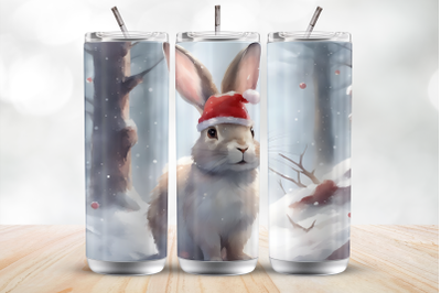 Christmas Rabbit 20Oz Tumbler Wrap Sublimation Design