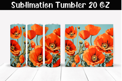 Poppies Sublimation Tumbler Wrap 20 oz